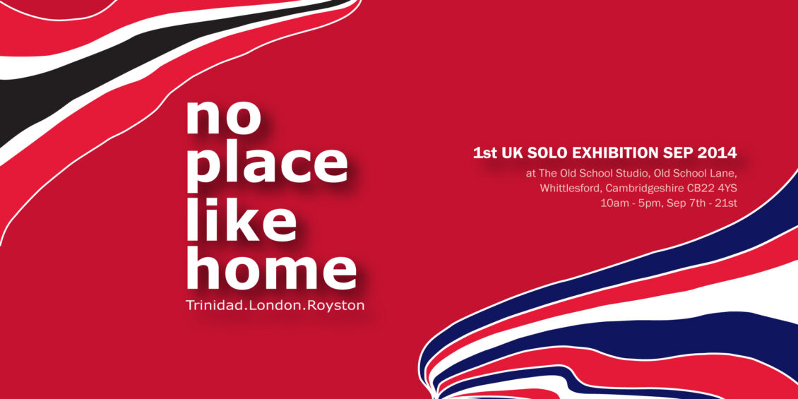 Mini flyer for No Place Like Home, By Leigh's first UK solo exhibition