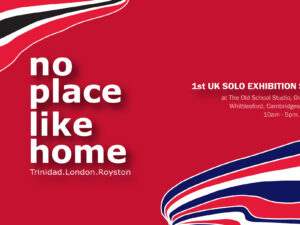 Mini flyer for No Place Like Home, By Leigh's first UK solo exhibition