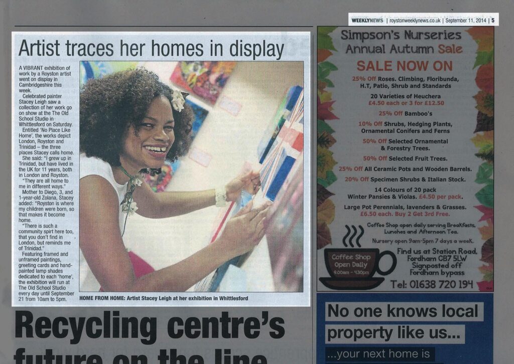 Royston Weekly News article promoting the concept behind No Place Like Home and telling readers where to see the exhibition and how long it will be running.