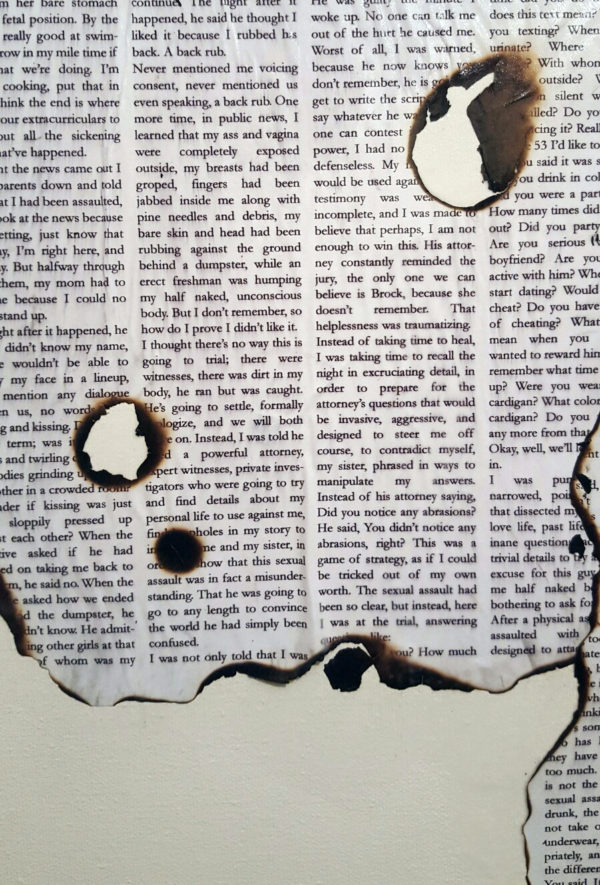 burning holes in text to be collaged