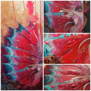 Collage of different angles of the "dazzle me" painting