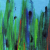 abstract that looks like blades of grass shooting up from the bottom of the image in greens and blues with accents of orange every now and then