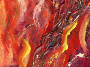 textured reds, oranges, yellows showing raging flames