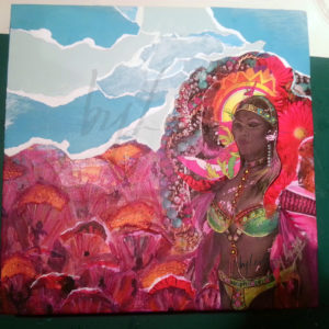 WIP3 - Pretty Mas-Trinidad carinval painting- copyright 2014 Stacey Leigh Ross