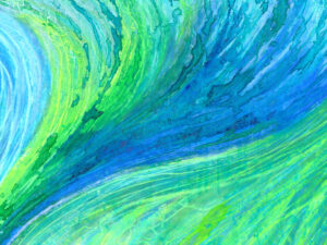 swirling blue, green, teal, turquoise and aquamarine colours looking like water churning under the surface