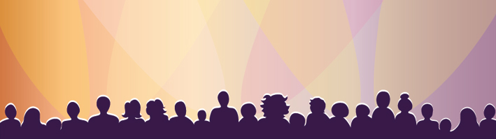 Graphic of audience silhouette against stage lights