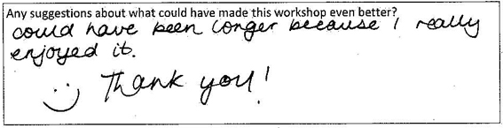 Feedback from participant
