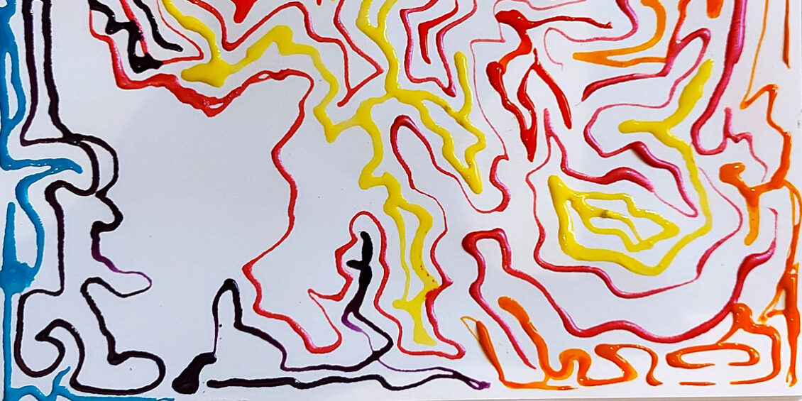 a maze of colourful acrylic lines
