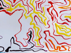 a maze of colourful acrylic lines