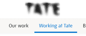 cropped screen shot of Tate website highlighting the words working at Tate