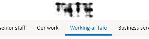 cropped screen shot of Tate website highlighting the words working at Tate